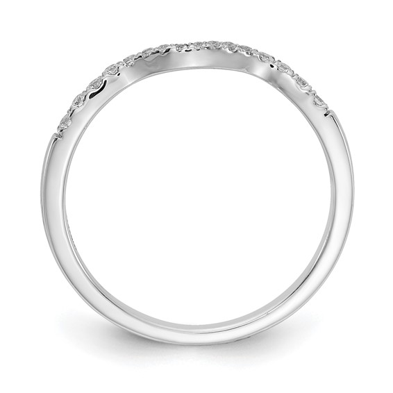 14k White Gold 1/8 carat Diamond Contoured Complete Wedding Band