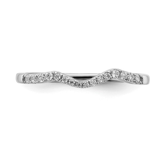 14k White Gold 1/8 carat Diamond Contoured Complete Wedding Band