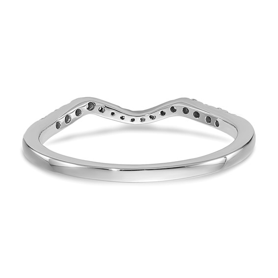14k White Gold 1/8 carat Diamond Contoured Complete Wedding Band