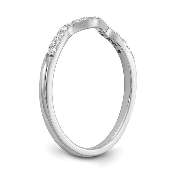 14k White Gold 1/8 carat Diamond Contoured Complete Wedding Band