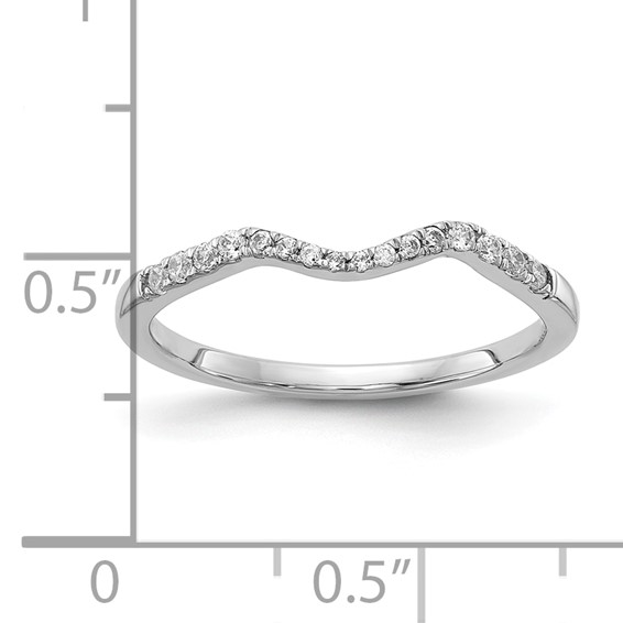 14k White Gold 1/8 carat Diamond Contoured Complete Wedding Band