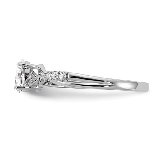 14k White Gold By-Pass (Holds 3/8 carat (5.8x3.8mm) Oval Center) 1/10 carat Diamond Semi-mount Engagement Ring