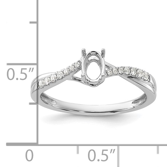 14k White Gold Oval Semi-mount Twisted Diamond Engagement Ring