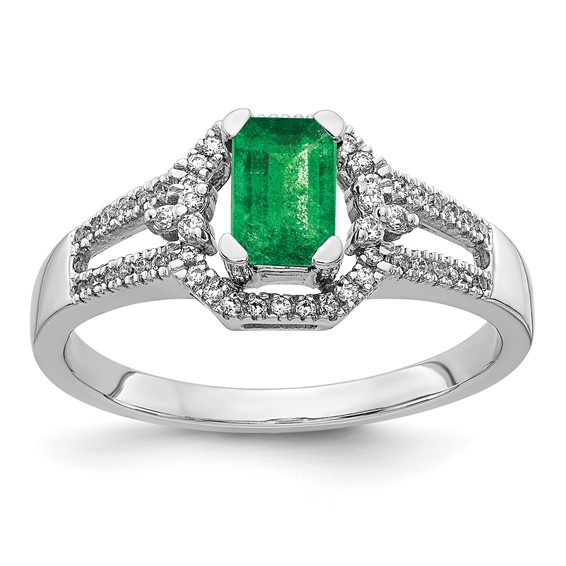 14k White Gold Diamond and Gemstone Ring