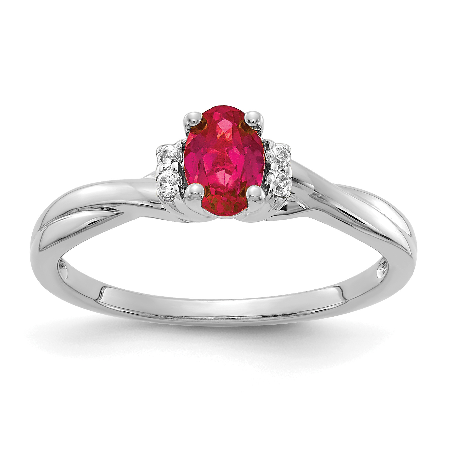 14k White Gold Diamond and Oval Ruby Ring (RM5749-RU-005-WA)