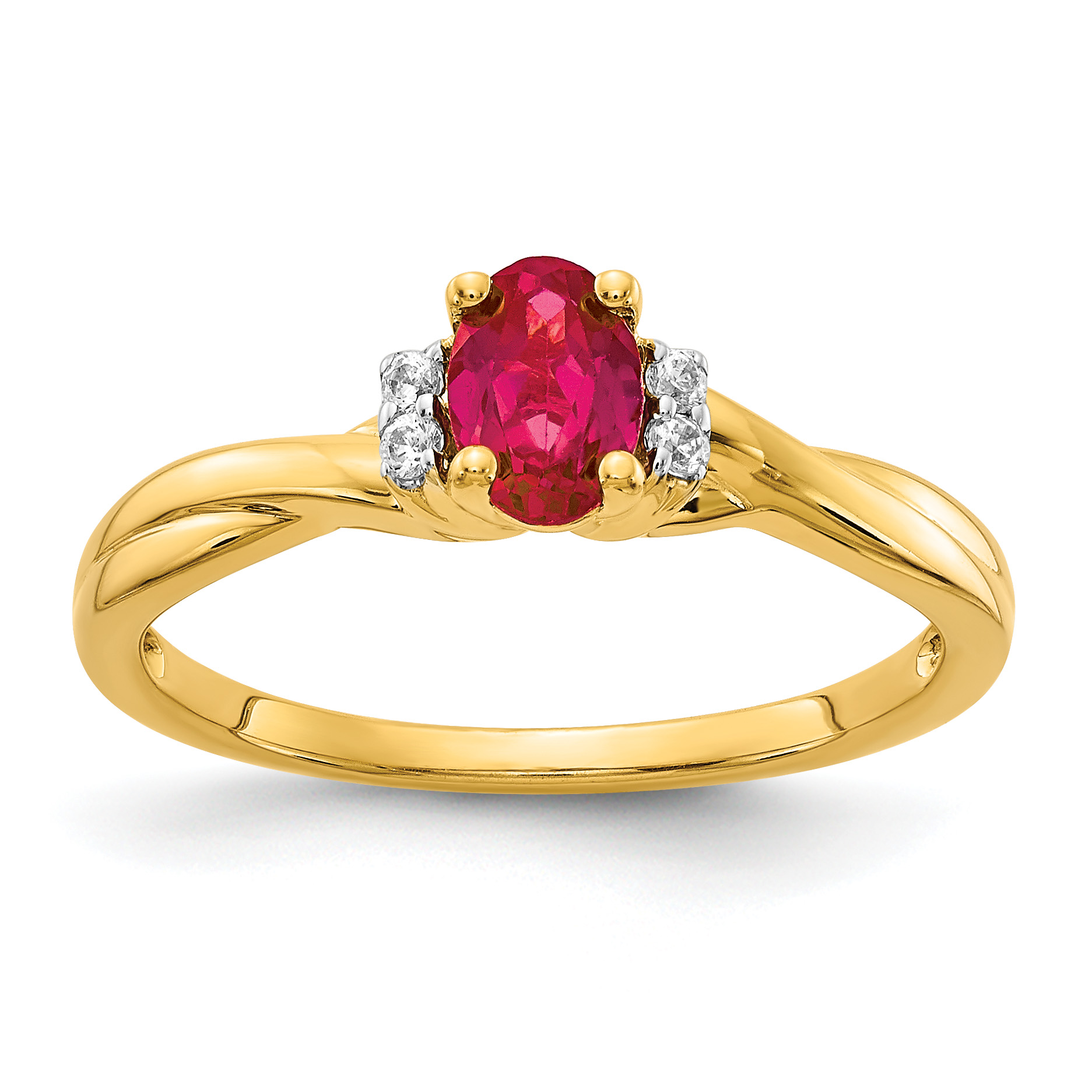 14k Diamond and Oval Ruby Ring (RM5749-RU-005-YA)