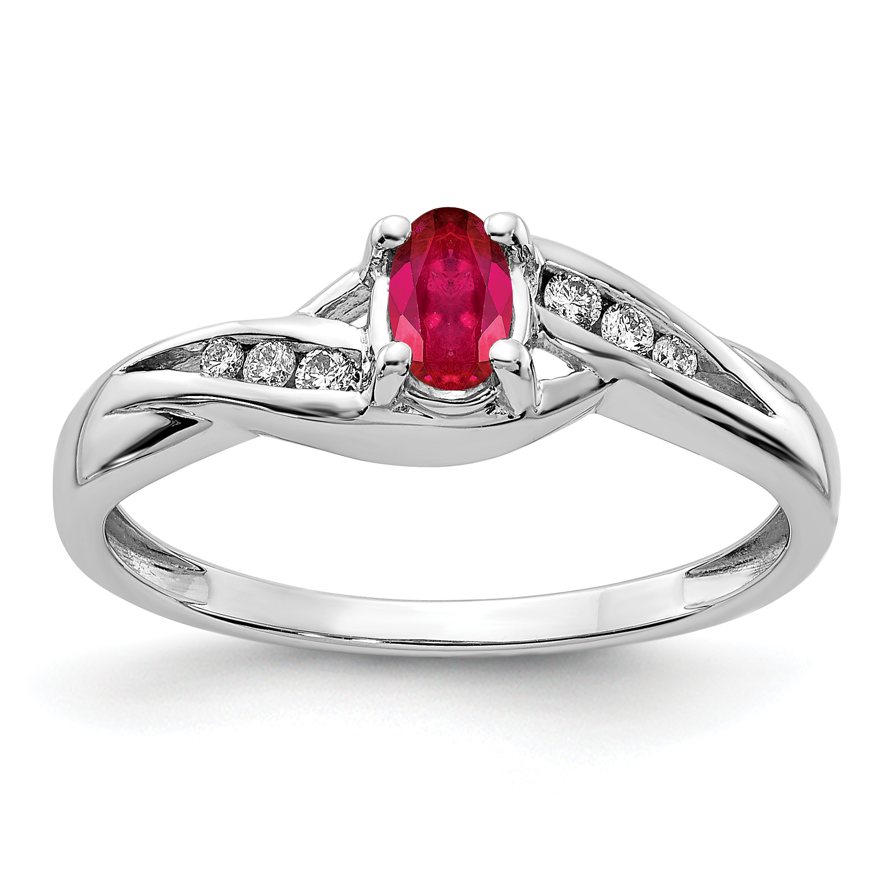 14k White Gold Oval Composite Ruby and Diamond Ring (RM5751-RU-008-WA)