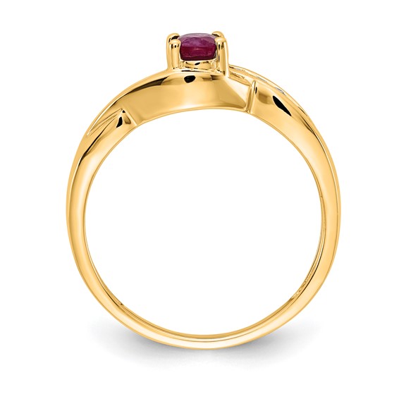 14k Yellow Gold Oval Composite Ruby and Diamond Ring
