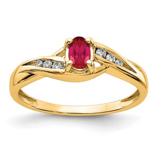14k Yellow Gold Oval Composite Ruby and Diamond Ring