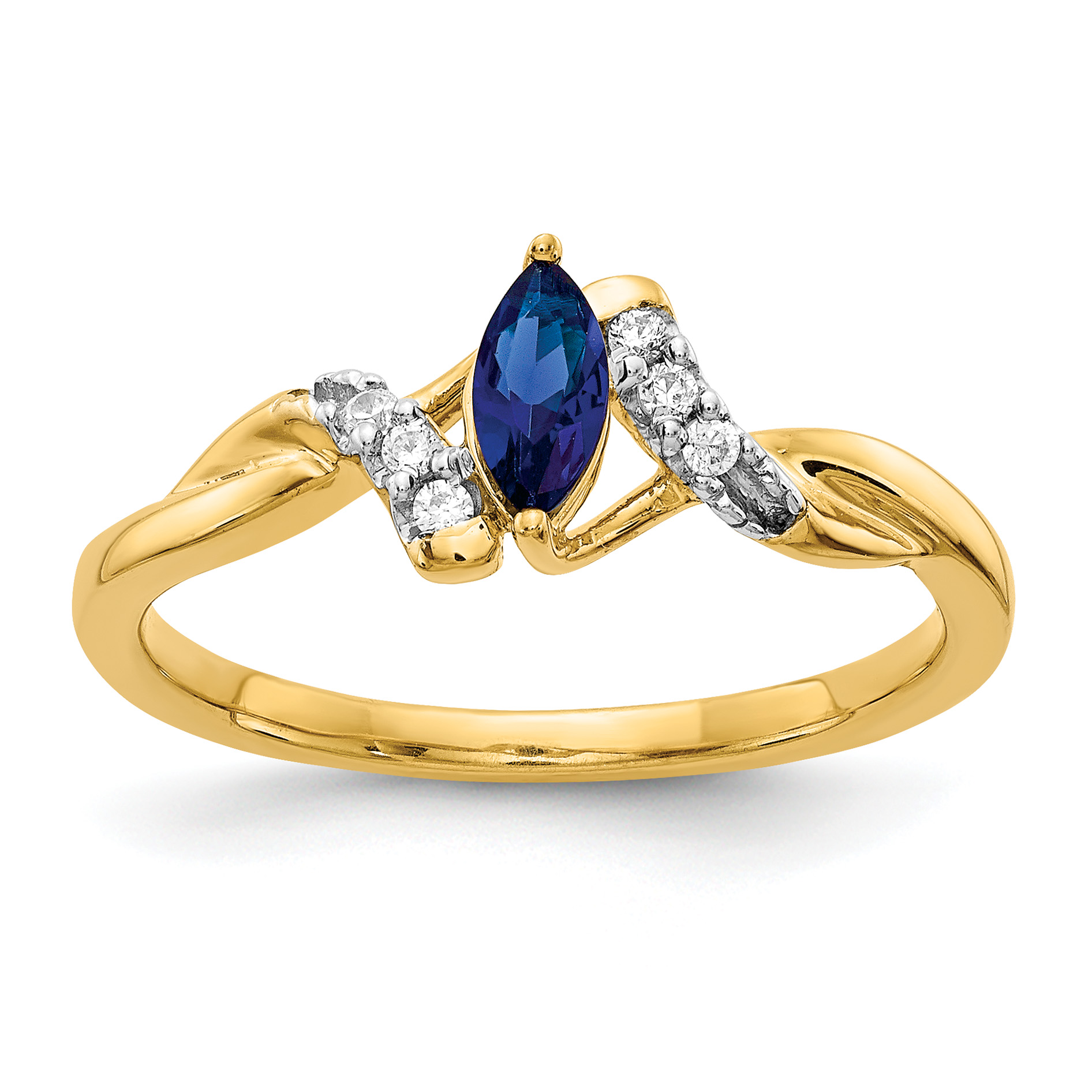14k Diamond and Marquise Sapphire Ring (RM5753-SA-006-YA)
