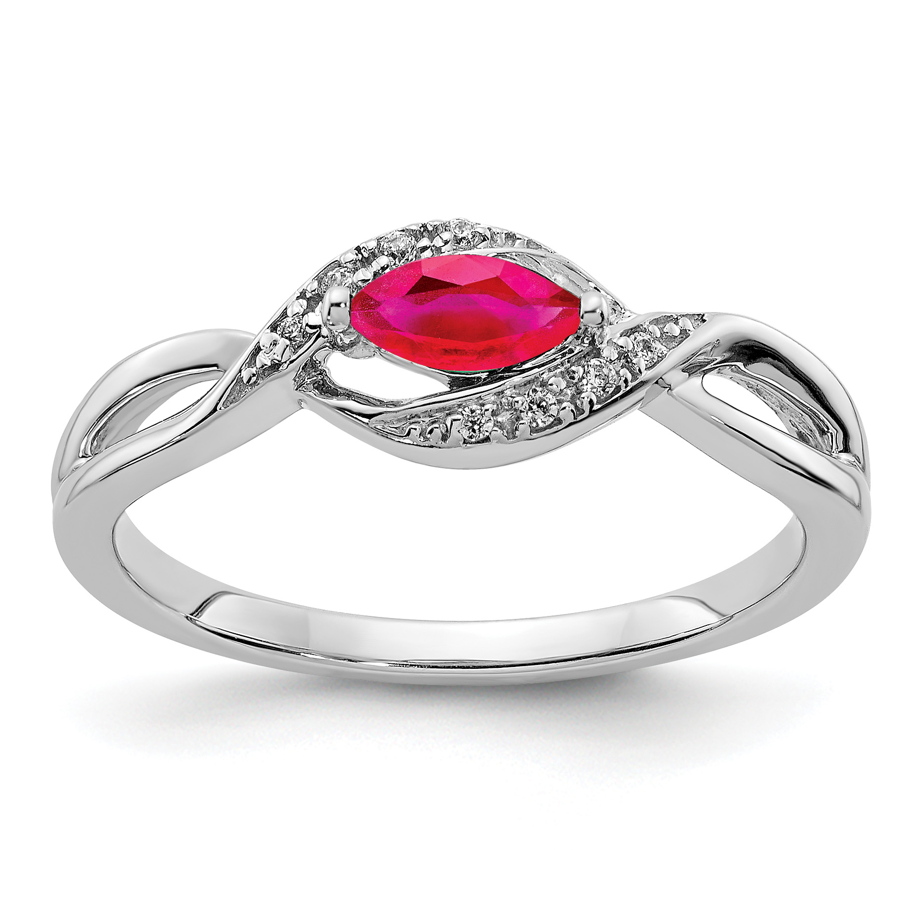 14k White Gold Diamond and Marquise Ruby Ring (RM5755-RU-004-WA)