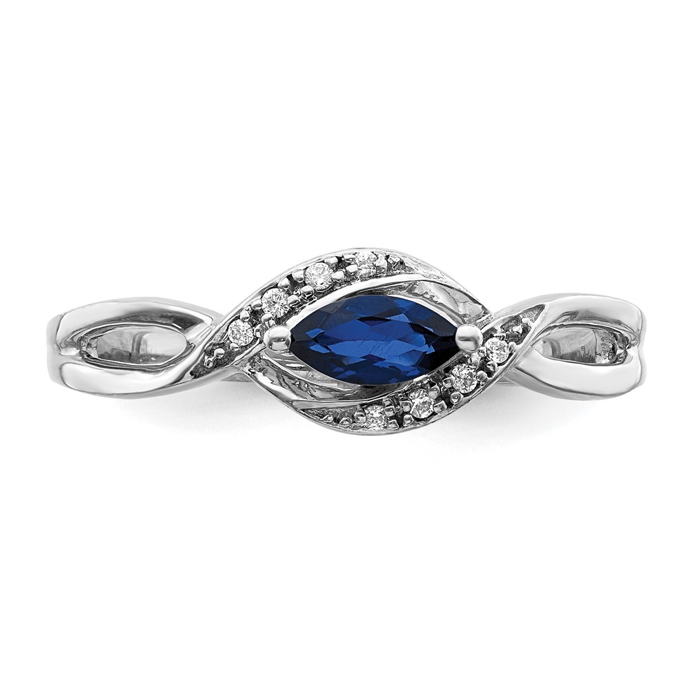 14k White Gold Diamond and Marquise Sapphire Ring (RM5755-SA-004-WA)