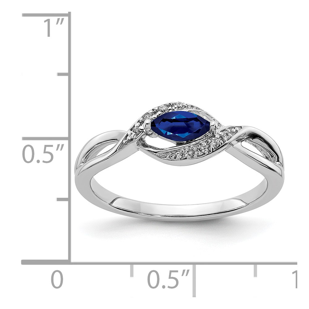 14k White Gold Diamond and Marquise Sapphire Ring (RM5755-SA-004-WA)