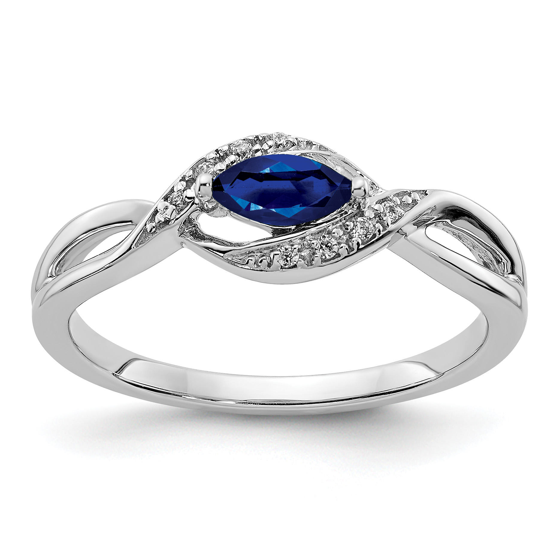 14k White Gold Diamond and Marquise Sapphire Ring (RM5755-SA-004-WA)
