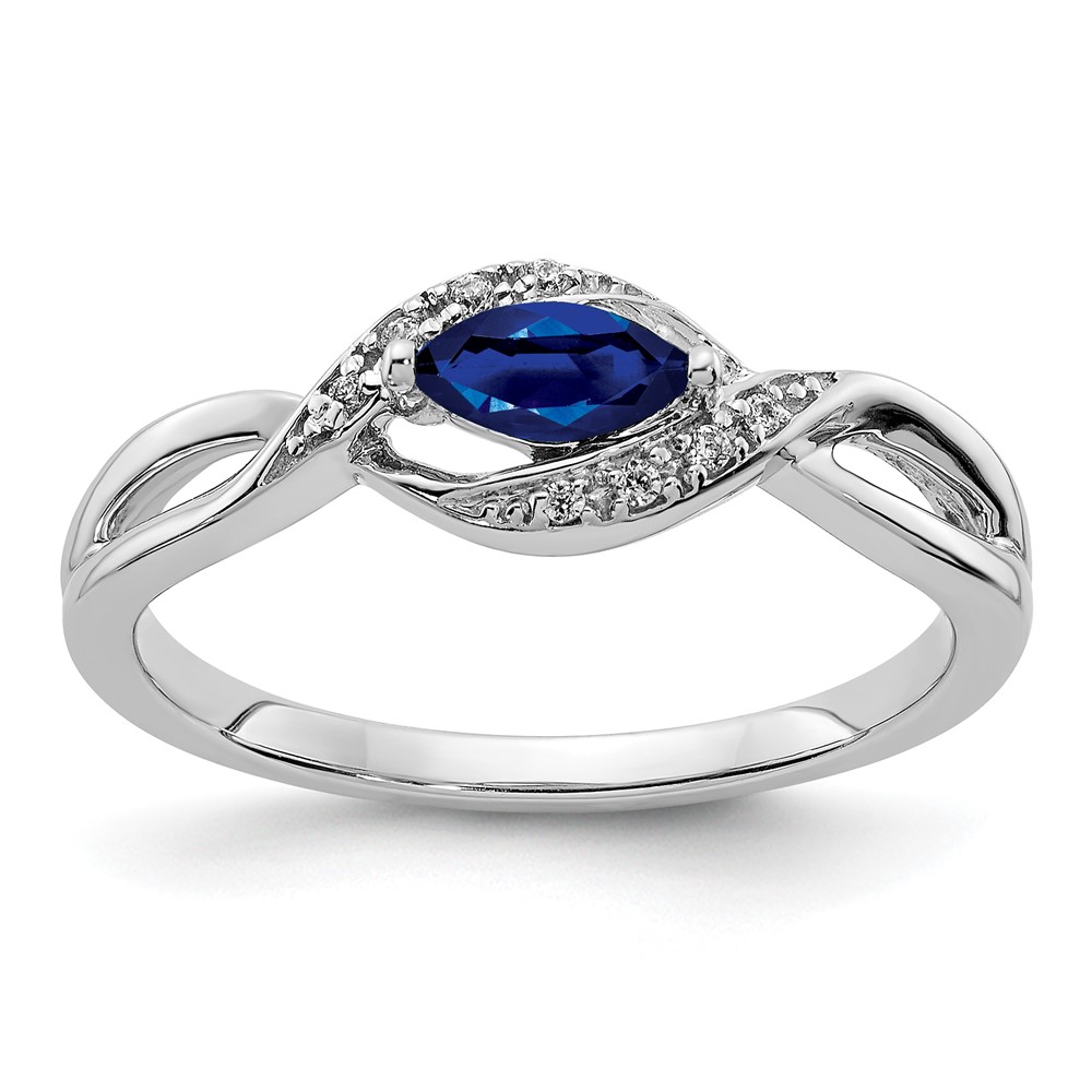 14k White Gold Diamond and Marquise Sapphire Ring (RM5755-SA-004-WA)