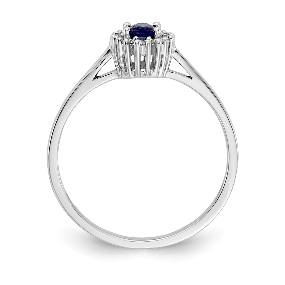 14k White Gold Diamond and Oval Sapphire Halo Ring (RM5757-SA-010-WA)