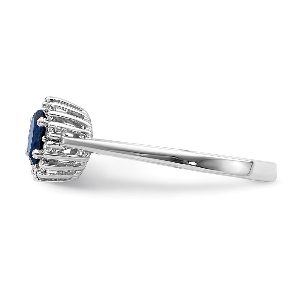 14k White Gold Diamond and Oval Sapphire Halo Ring (RM5757-SA-010-WA)