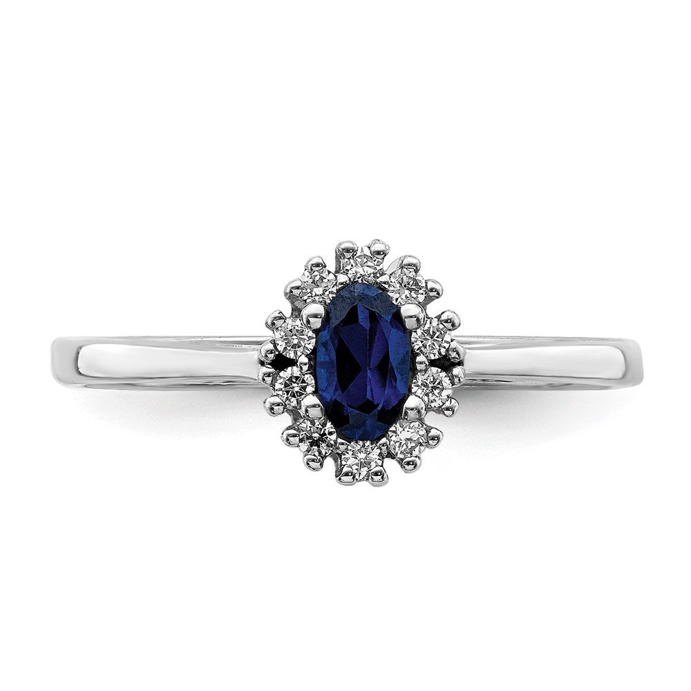 14k White Gold Diamond and Oval Sapphire Halo Ring (RM5757-SA-010-WA)