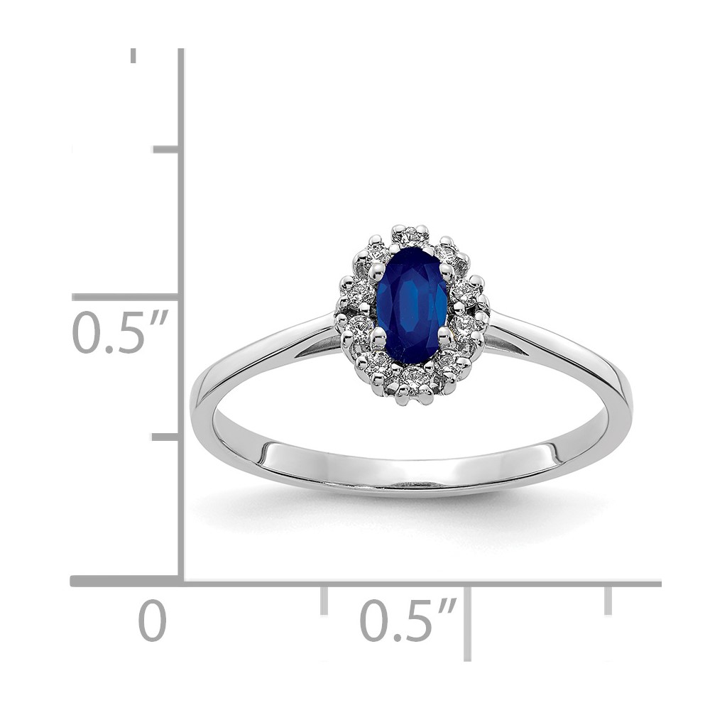 14k White Gold Diamond and Oval Sapphire Halo Ring (RM5757-SA-010-WA)