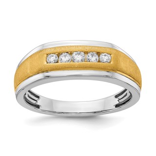 14k White & Yellow Gold Diamond Men's Ring