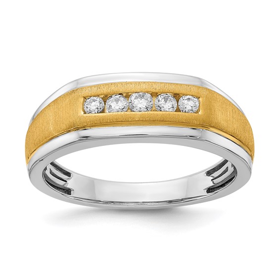14k White & Yellow Gold Diamond Men's Ring