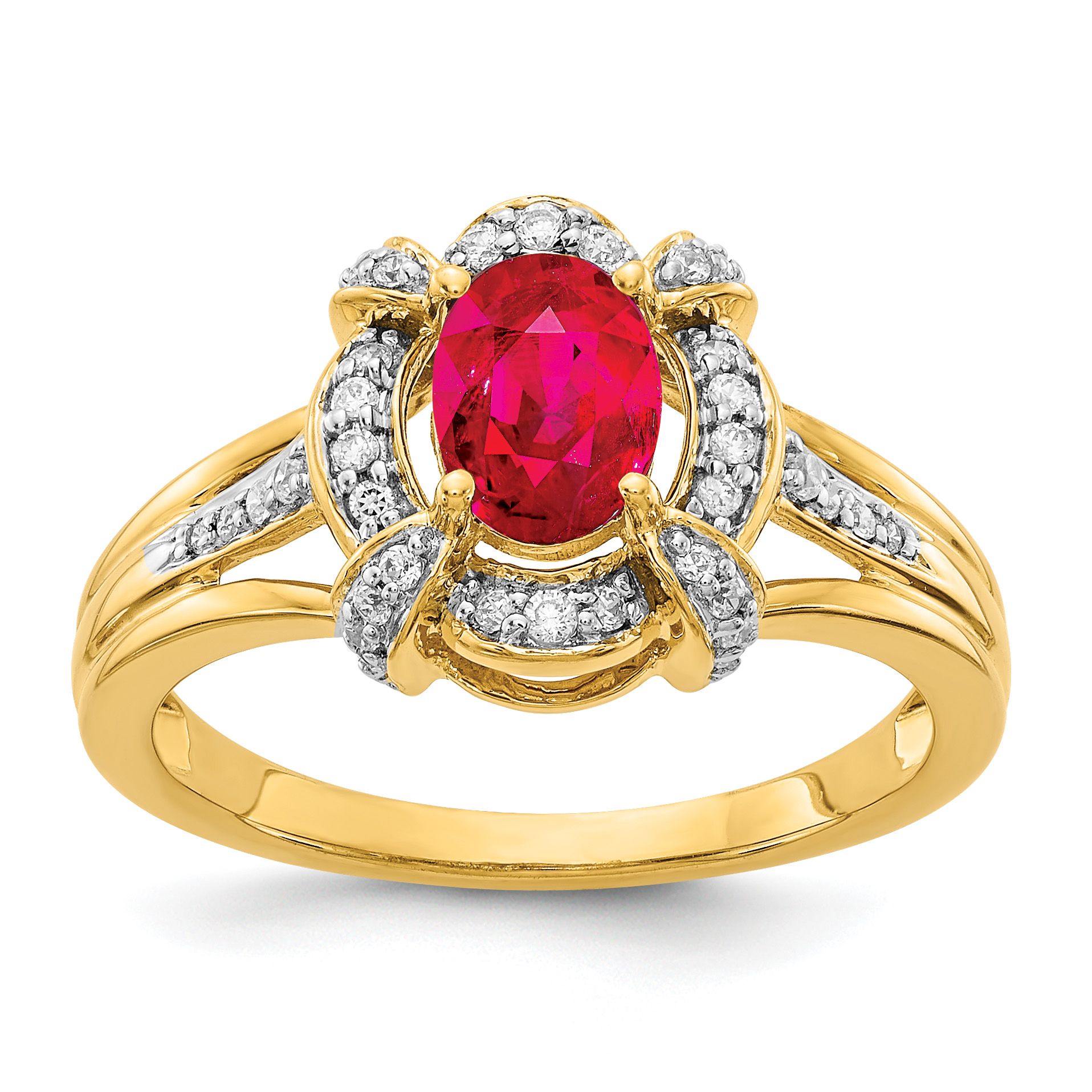 14k Diamond and Oval Ruby Ring (RM5758-RU-020-YA)
