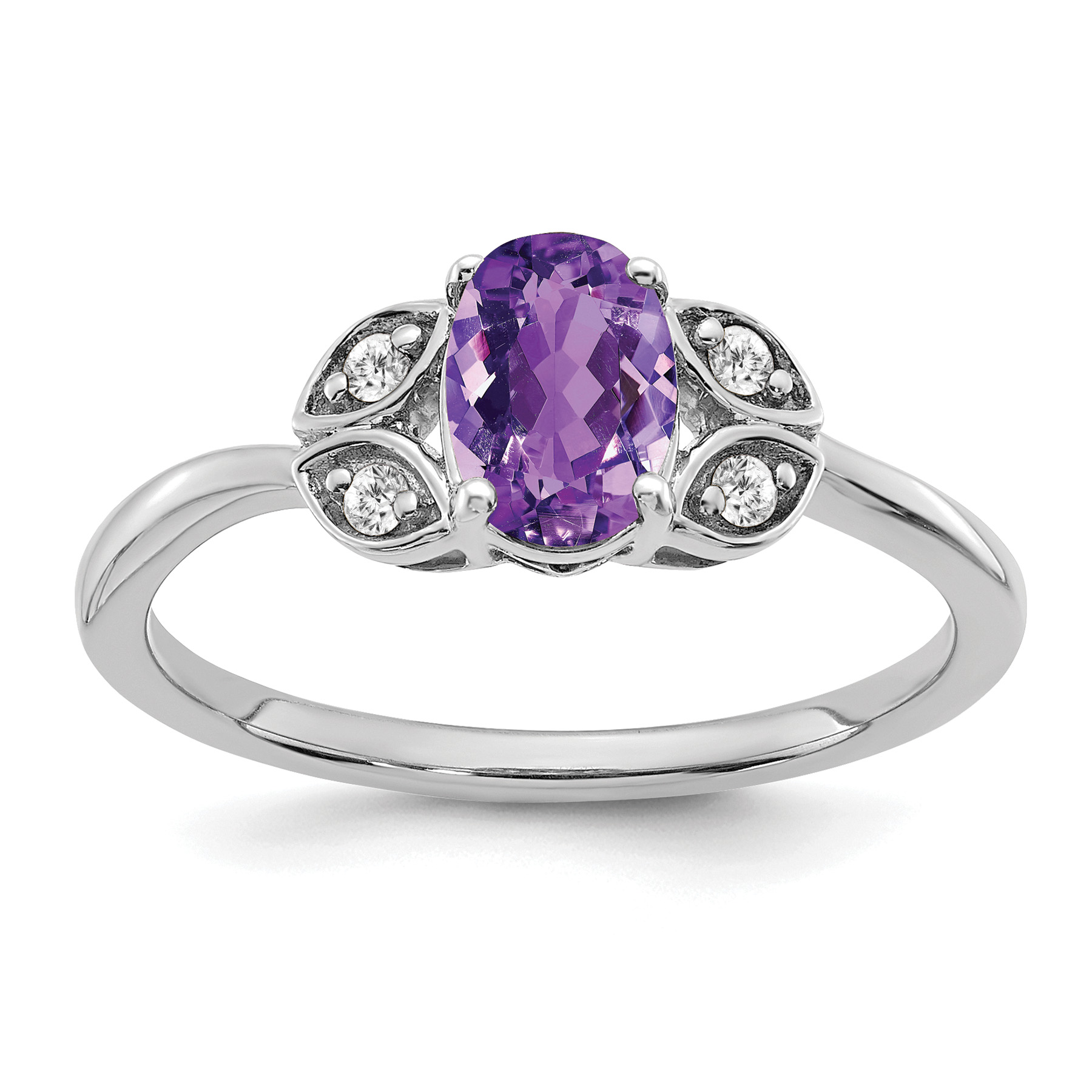 14k White Gold Amethyst and Diamond Ring (RM5760-AM-006-WA)