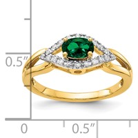 14K Yellow Gold 0.10 Carat Lab Grown Diamond VS SI+ G+ and Lab Created Emerald Complete Ring view 5