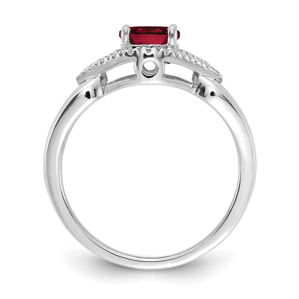 14k White Gold 1/10 carat Lab Grown Diamond VS/SI+ G+ and Lab Created Ruby Ring (RM5760-CRU-013-WLG)