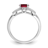 14K White Gold 0.10 Carat Lab Grown Diamond VS SI+ G+ and Lab Created Ruby Complete Ring view 2