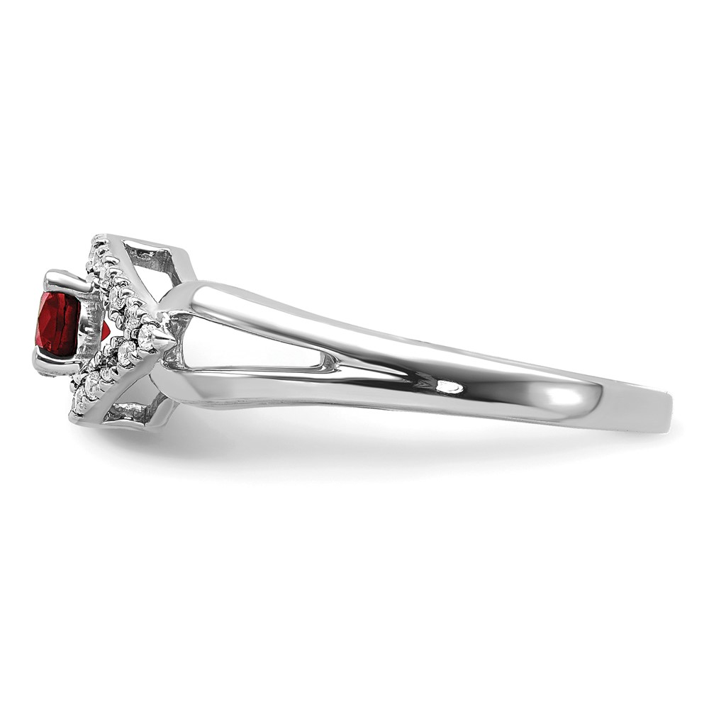 14k White Gold 1/10 carat Lab Grown Diamond VS/SI+ G+ and Lab Created Ruby Ring (RM5760-CRU-013-WLG)