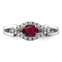 14K White Gold 0.10 Carat Lab Grown Diamond VS SI+ G+ and Lab Created Ruby Complete Ring view 4