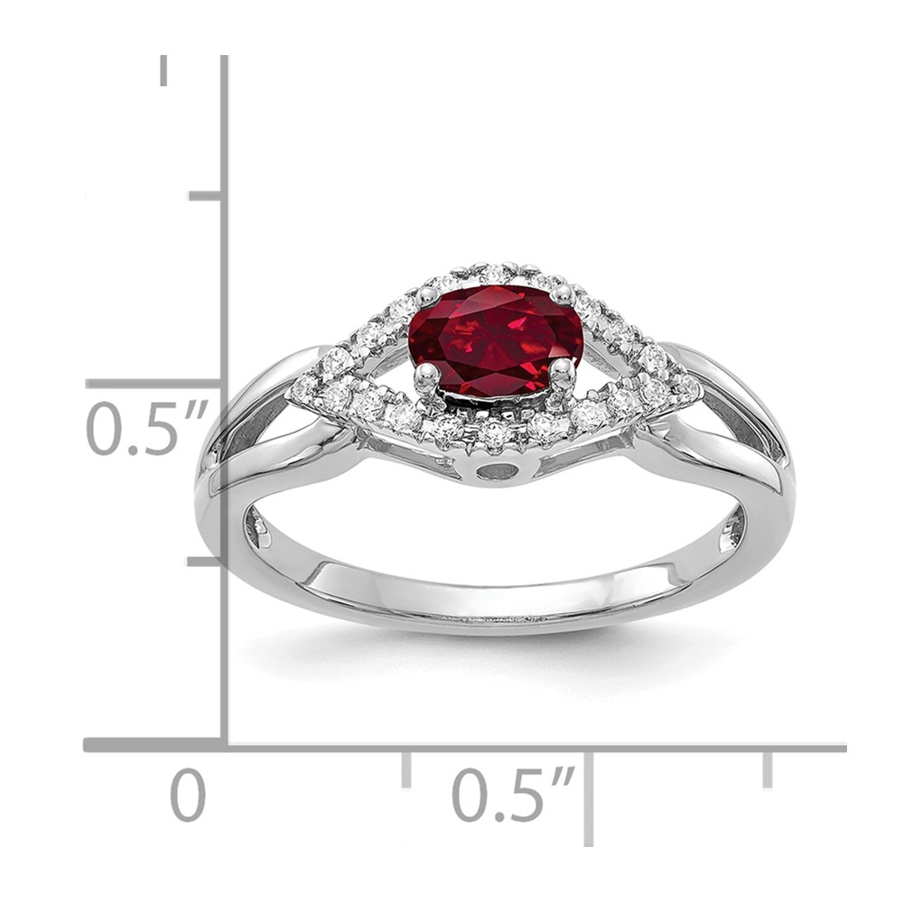 14k White Gold 1/10 carat Lab Grown Diamond VS/SI+ G+ and Lab Created Ruby Ring (RM5760-CRU-013-WLG)