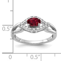 14K White Gold 0.10 Carat Lab Grown Diamond VS SI+ G+ and Lab Created Ruby Complete Ring view 5