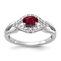 14K White Gold 0.10 Carat Lab Grown Diamond VS SI+ G+ and Lab Created Ruby Complete Ring view 1