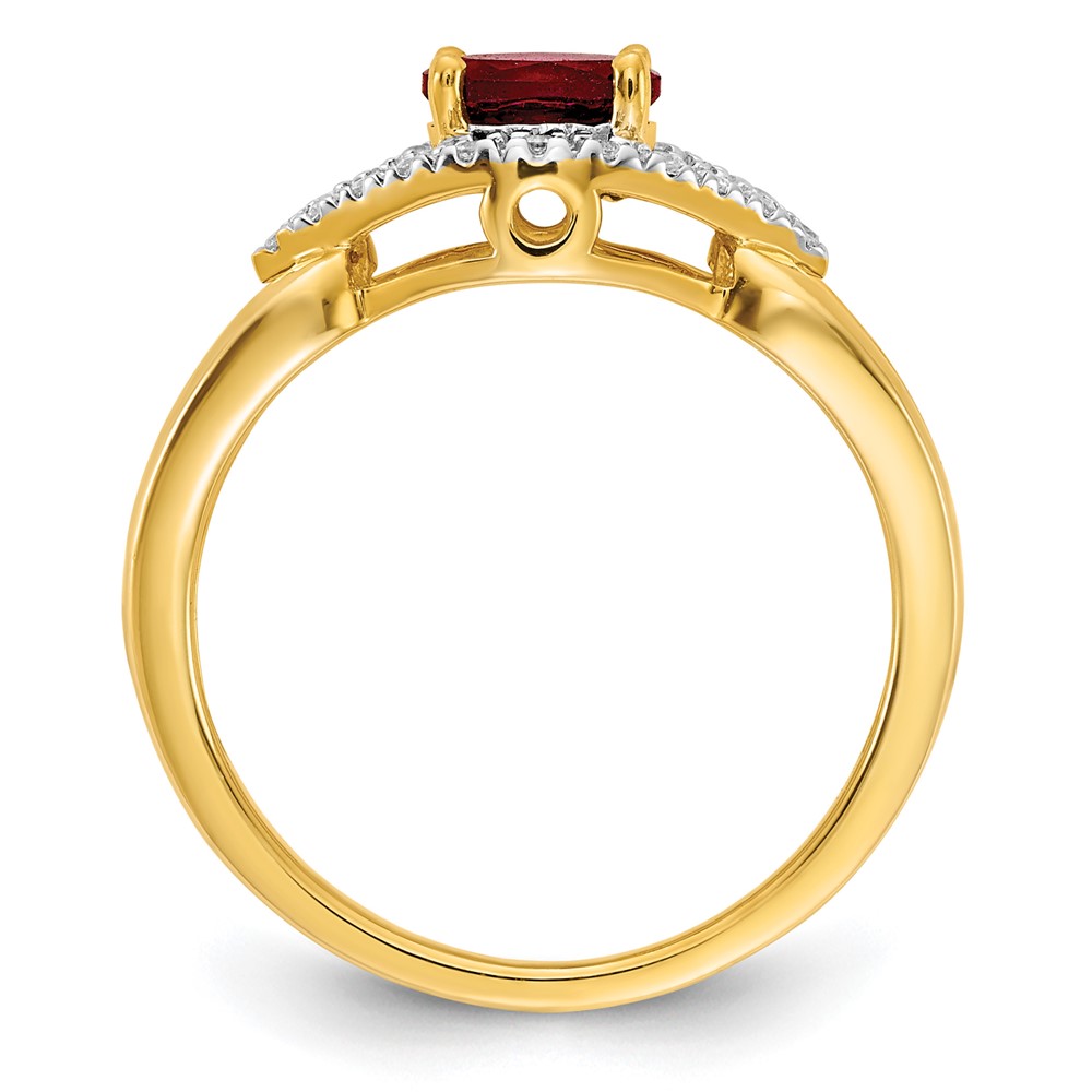 14k 1/10 carat Lab Grown Diamond VS/SI+ G+ and Lab Created Ruby Ring (RM5760-CRU-013-YLG)