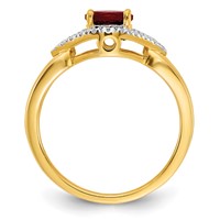 14K Yellow Gold 0.10 Carat Lab Grown Diamond VS SI+ G+ and Lab Created Ruby Complete Ring view 2