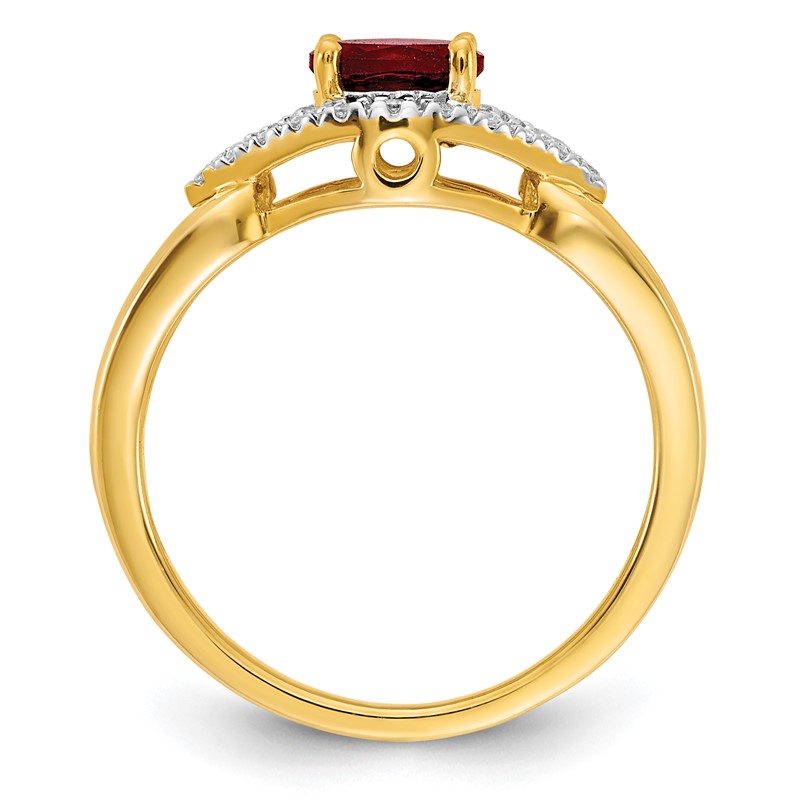 14k 1/10 carat Lab Grown Diamond VS/SI+ G+ and Lab Created Ruby Ring