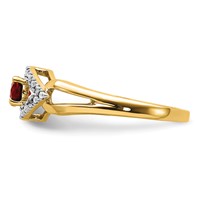 14K Yellow Gold 0.10 Carat Lab Grown Diamond VS SI+ G+ and Lab Created Ruby Complete Ring view 3