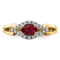 14K Yellow Gold 0.10 Carat Lab Grown Diamond VS SI+ G+ and Lab Created Ruby Complete Ring view 4