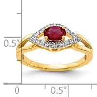 14K Yellow Gold 0.10 Carat Lab Grown Diamond VS SI+ G+ and Lab Created Ruby Complete Ring view 5