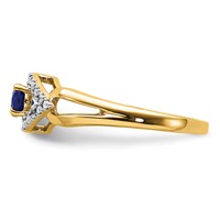 14K Yellow Gold 0.10 Carat Lab Grown Diamond VS SI+ G+ and Lab Created Blue Sapphire Complete Ring view 3