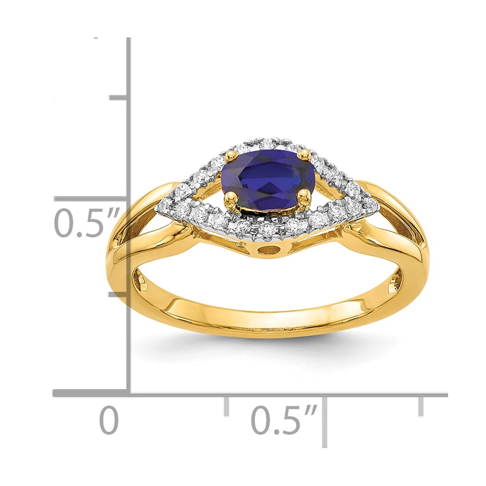 14k 1/10 carat Lab Grown Diamond VS/SI+ G+ and Lab Created Blue Sapphire Ring (RM5760-CSA-013-YLG)