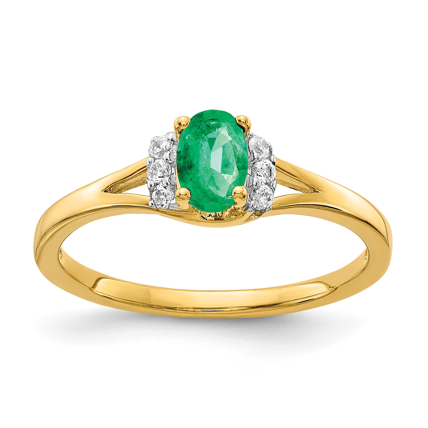 14k Diamond and Oval Emerald Ring (RM5761-EM-007-YA)