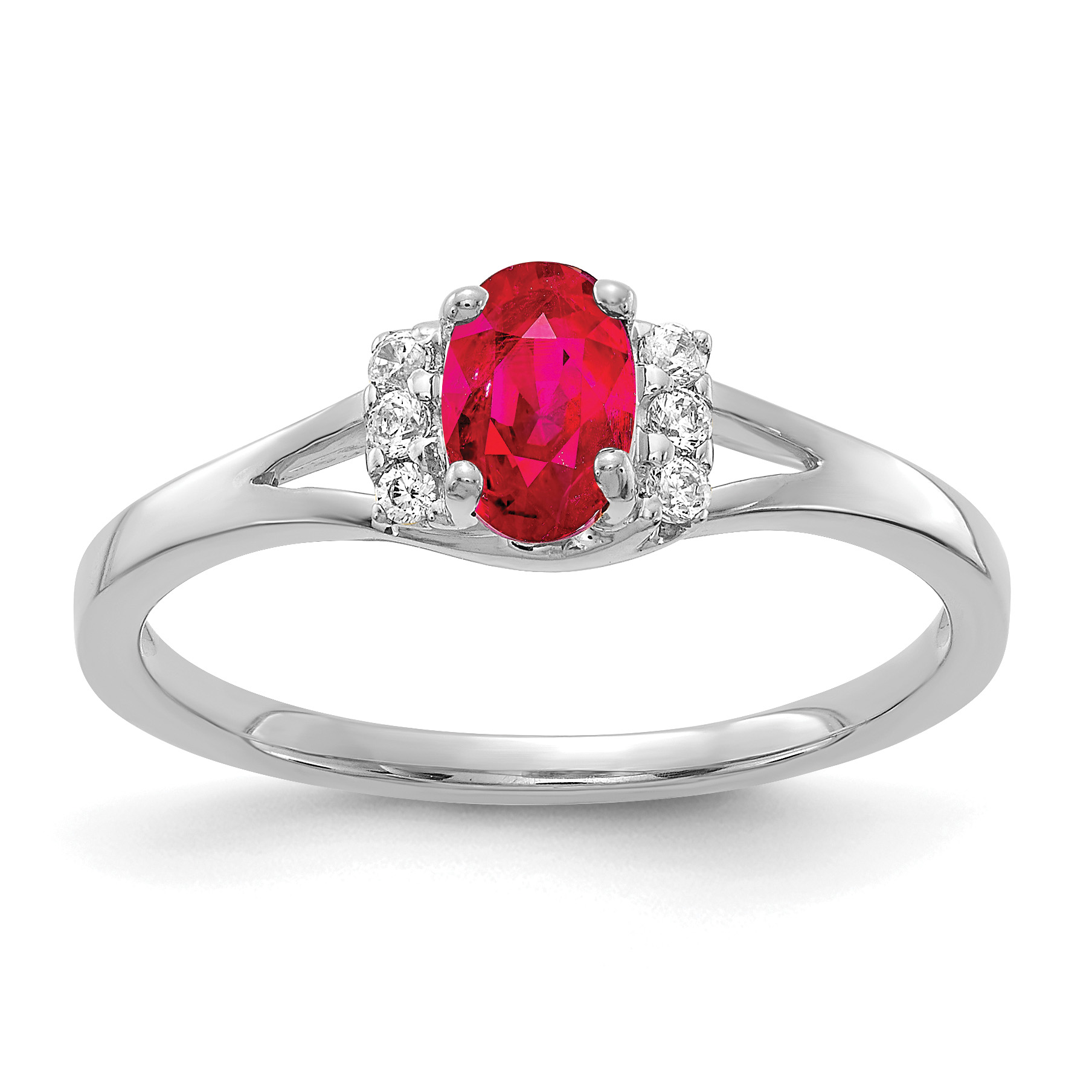 14k White Gold Diamond and Oval Ruby Ring (RM5761-RU-007-WA)