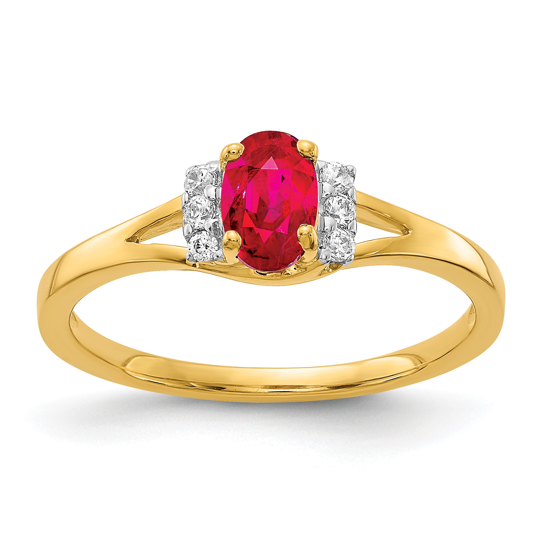 14k Diamond and Oval Ruby Ring (RM5761-RU-007-YA)