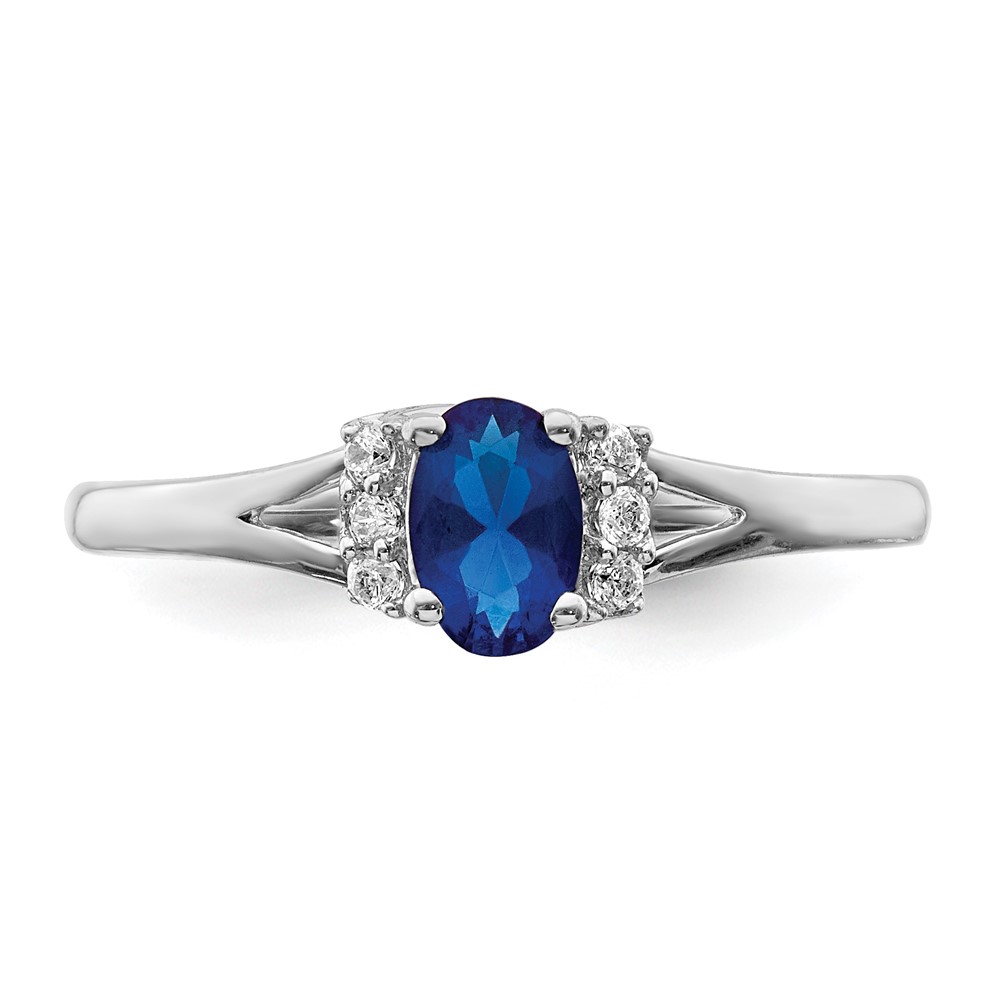 14k White Gold Diamond and Oval Sapphire Ring (RM5761-SA-007-WA)