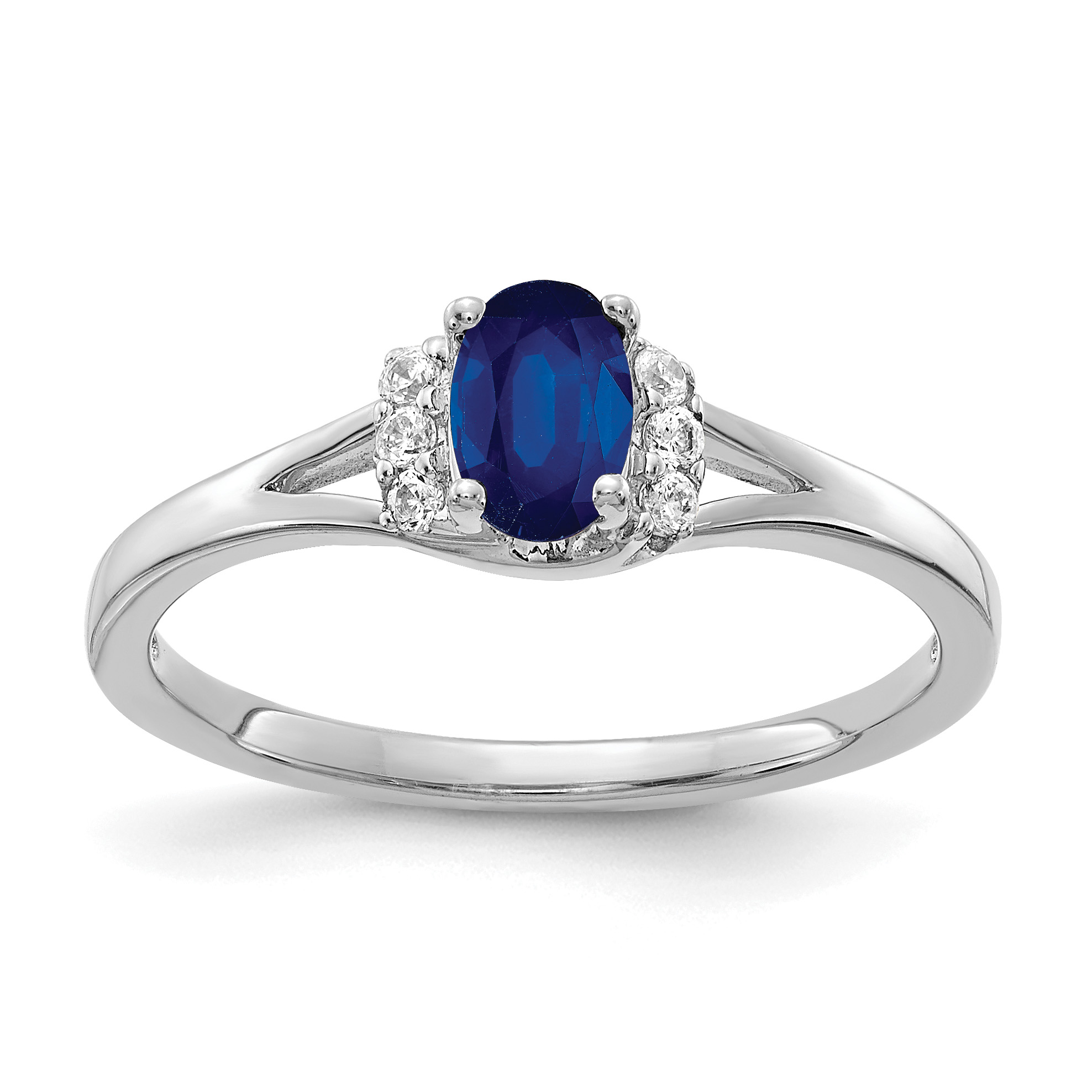 14k White Gold Diamond and Oval Sapphire Ring (RM5761-SA-007-WA)