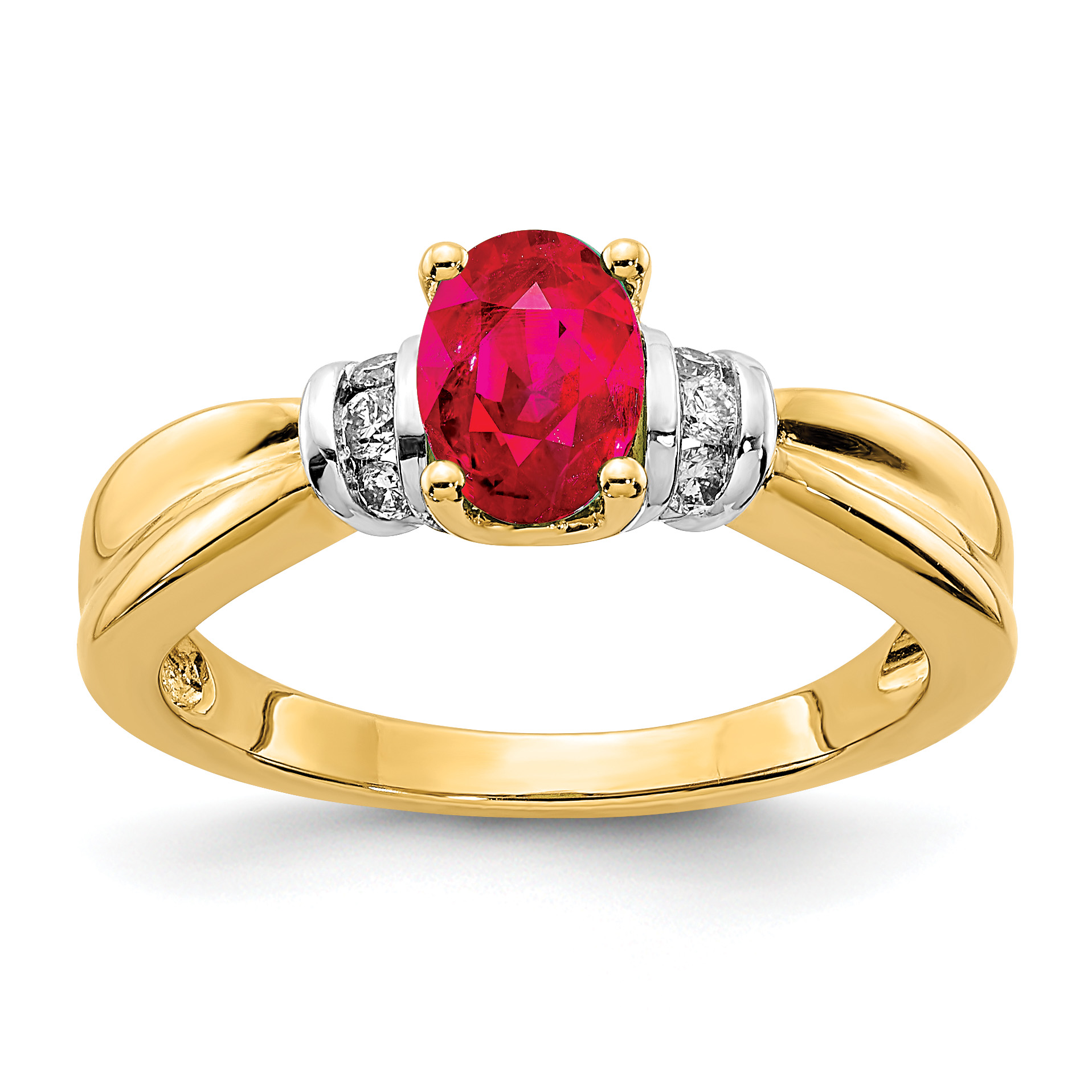 14k and Oval Rhodium Diamond and Oval Ruby Ring (RM5762-RU-010-YA)