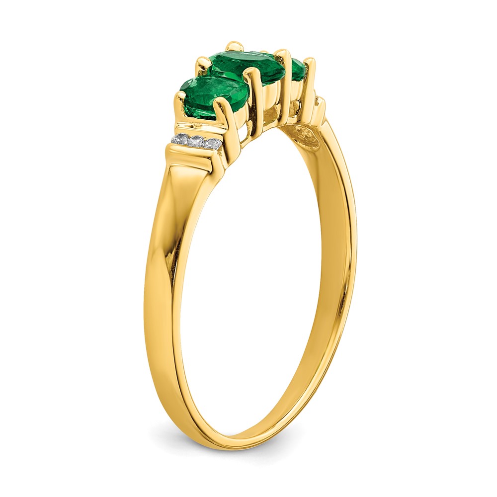 14k Polished Triple Emerald and Diamond 3-stone Ring (RM5764-EM-003-YA)